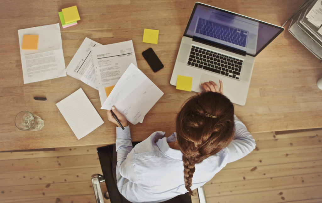Working at desk